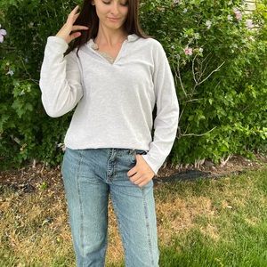 Gray Button Up Long Sleeve Shirt